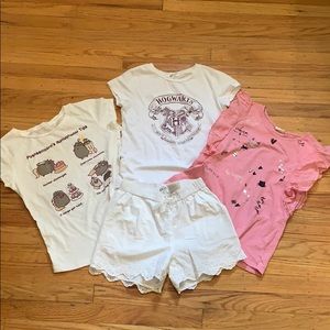 Set of 4: H&M and Zara tees and Shorts, size 8